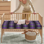 Black Grey And Purple Argyle Print Baby Crib Sheet