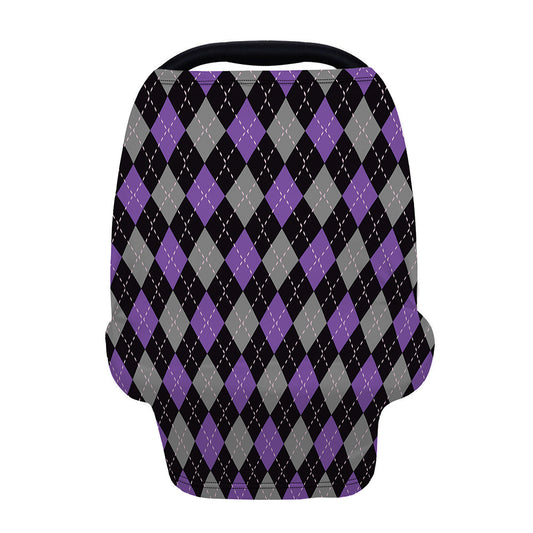 Black Grey And Purple Argyle Print Baby Seat Cover