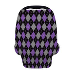 Black Grey And Purple Argyle Print Baby Seat Cover