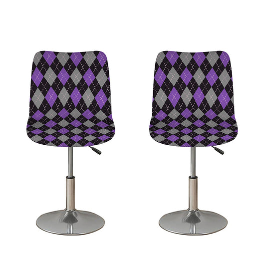 Black Grey And Purple Argyle Print Bar Stool Covers
