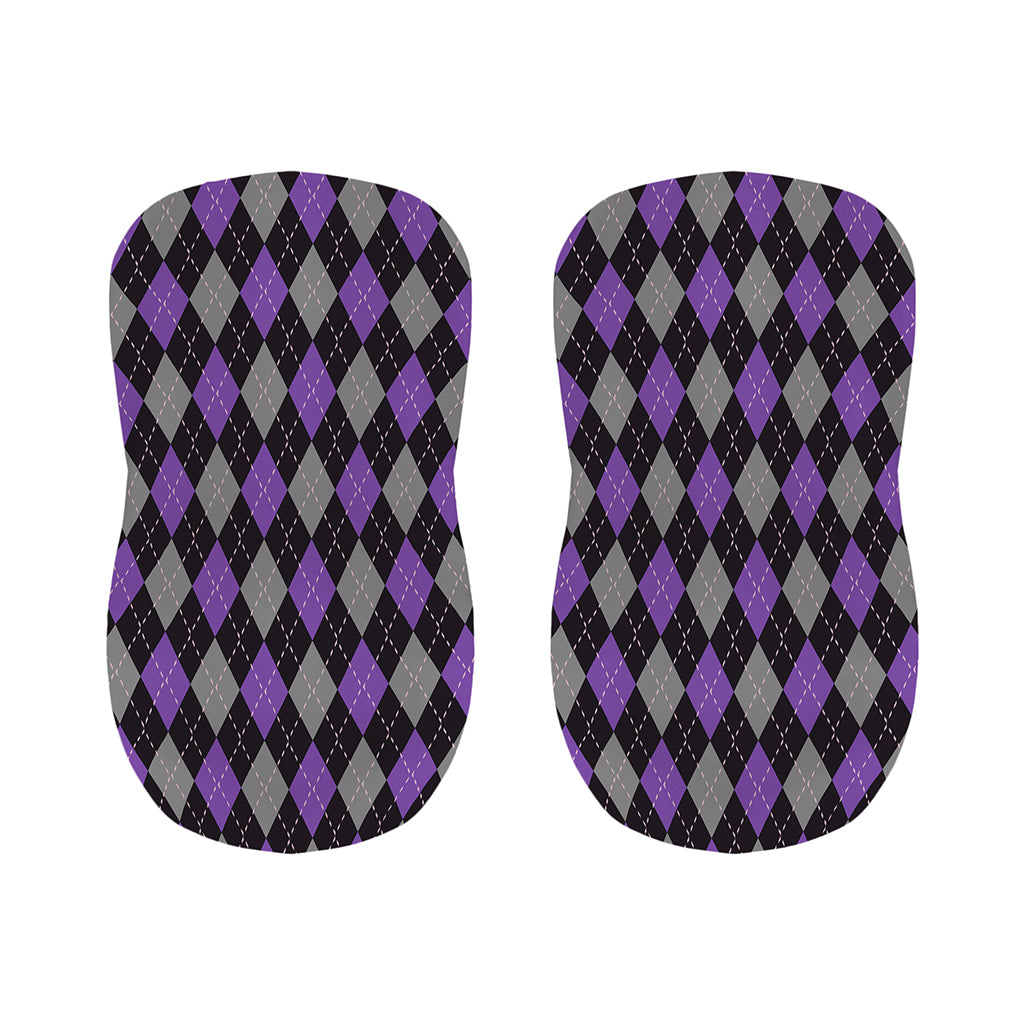 Black Grey And Purple Argyle Print Bar Stool Covers