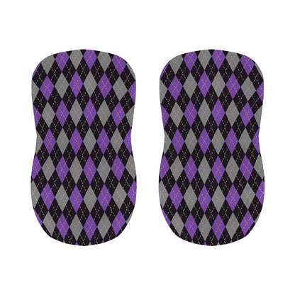 Black Grey And Purple Argyle Print Bar Stool Covers
