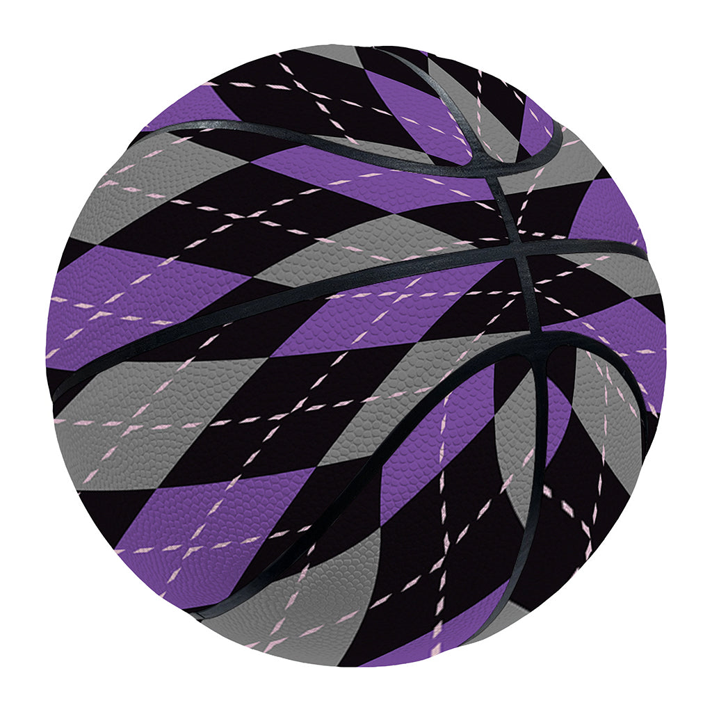 Black Grey And Purple Argyle Print Basketball