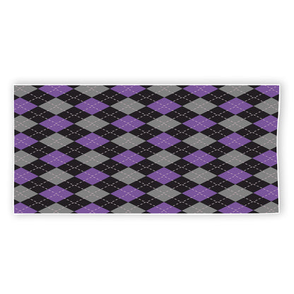 Black Grey And Purple Argyle Print Beach Towel