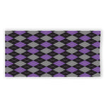 Black Grey And Purple Argyle Print Beach Towel