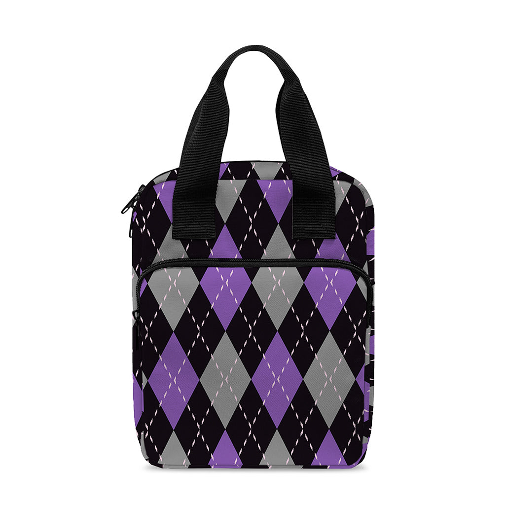Black Grey And Purple Argyle Print Bible Tote Bag