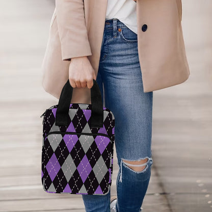 Black Grey And Purple Argyle Print Bible Tote Bag