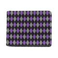Black Grey And Purple Argyle Print Bifold Wallet