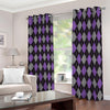 Black Grey And Purple Argyle Print Blackout Grommet Curtains