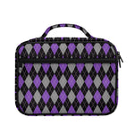 Black Grey And Purple Argyle Print Briefcase Bible Bag