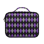 Black Grey And Purple Argyle Print Briefcase Bible Bag