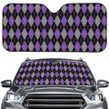 Black Grey And Purple Argyle Print Car Windshield Sun Shade