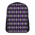 Black Grey And Purple Argyle Print Casual Backpack