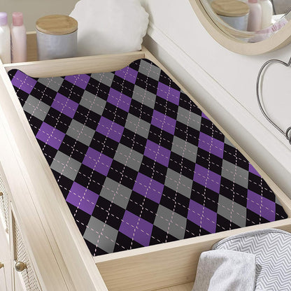 Black Grey And Purple Argyle Print Changing Pad Cover