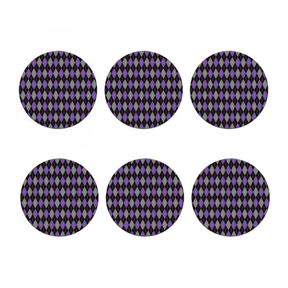 Black Grey And Purple Argyle Print Coaster Set
