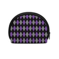 Black Grey And Purple Argyle Print Coin Purse