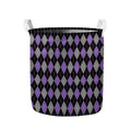 Black Grey And Purple Argyle Print Collapsible Laundry Basket