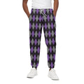 Black Grey And Purple Argyle Print Cotton Sweatpants