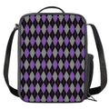Black Grey And Purple Argyle Print Crossbody Lunch Bag