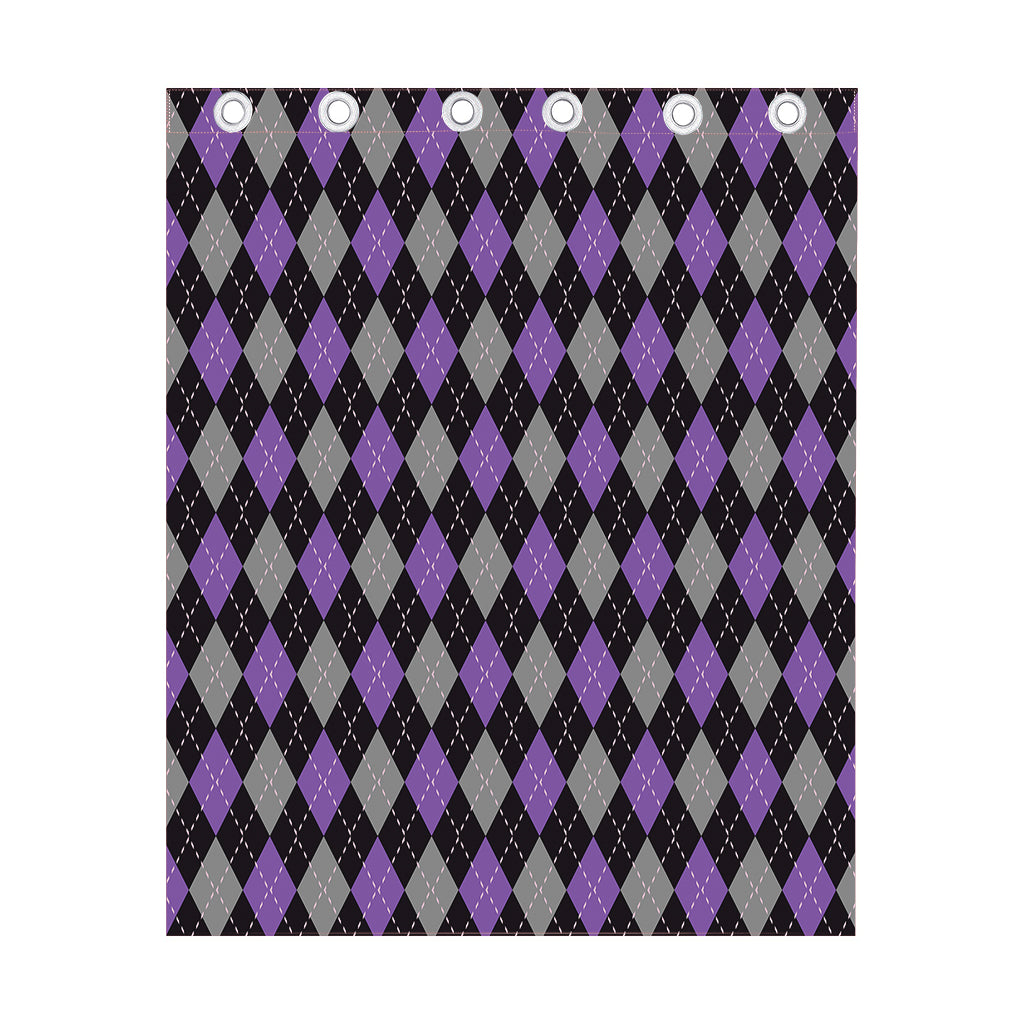 Black Grey And Purple Argyle Print Curtain