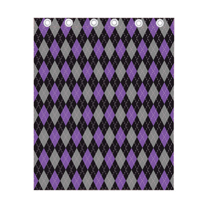Black Grey And Purple Argyle Print Curtain