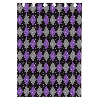 Black Grey And Purple Argyle Print Curtain