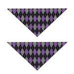 Black Grey And Purple Argyle Print Dog Bandana