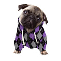 Black Grey And Purple Argyle Print Dog Zip Up Hoodie