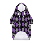 Black Grey And Purple Argyle Print Dog Zip Up Hoodie