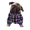 Black Grey And Purple Argyle Print Dog Zip Up Jacket