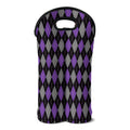 Black Grey And Purple Argyle Print Double Neoprene Wine Tote