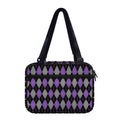 Black Grey And Purple Argyle Print Double Strap Bible Bag