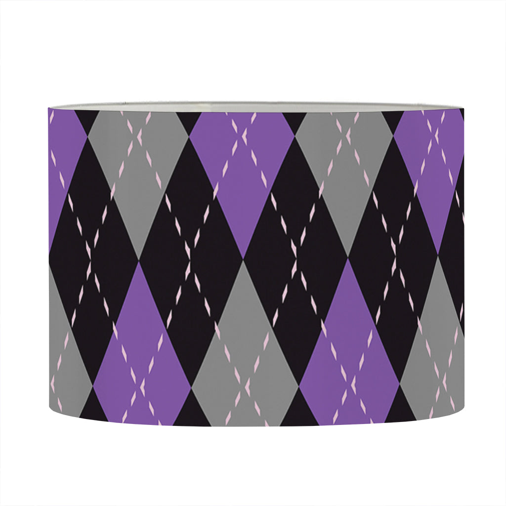 Black Grey And Purple Argyle Print Drum Lamp Shade