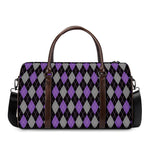 Black Grey And Purple Argyle Print Duffle Bag