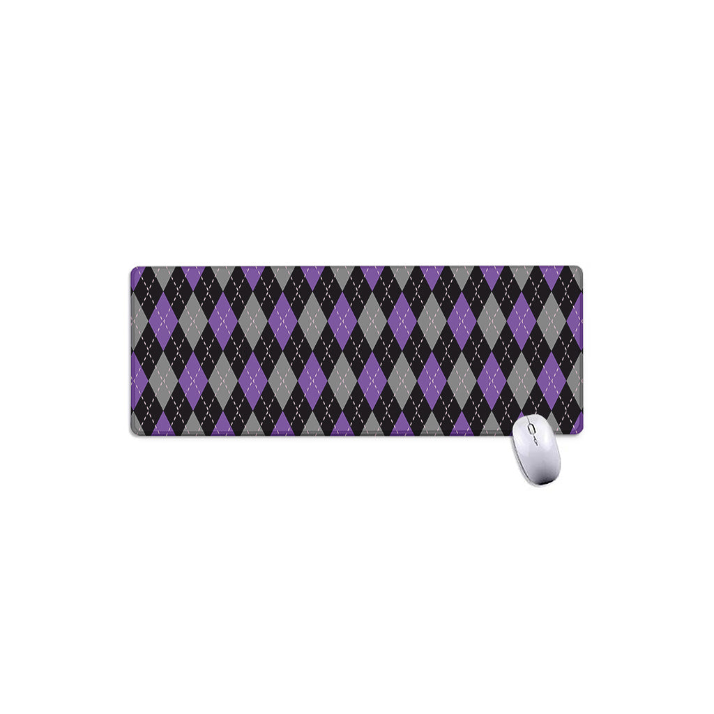 Black Grey And Purple Argyle Print Extended Mouse Pad