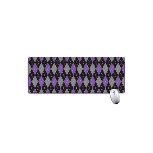 Black Grey And Purple Argyle Print Extended Mouse Pad