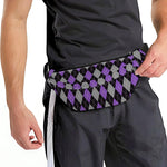 Black Grey And Purple Argyle Print Fanny Pack