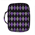 Black Grey And Purple Argyle Print Front Pocket Bible Bag