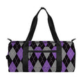 Black Grey And Purple Argyle Print Gym Bag