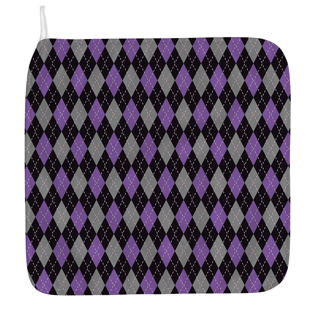 Black Grey And Purple Argyle Print Hand Towel