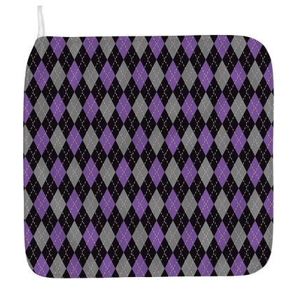 Black Grey And Purple Argyle Print Hand Towel