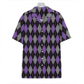 Black Grey And Purple Argyle Print Hawaiian Shirt
