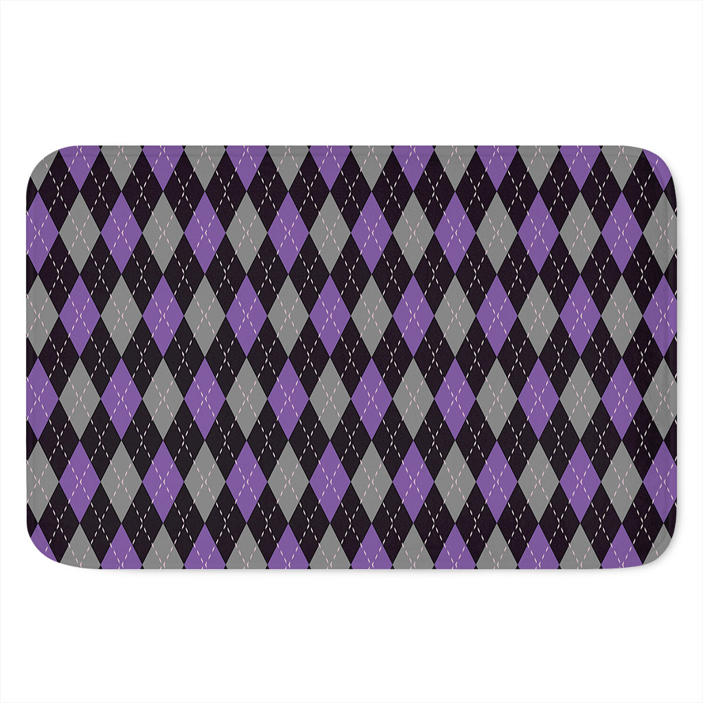 Black Grey And Purple Argyle Print Indoor Door Mat