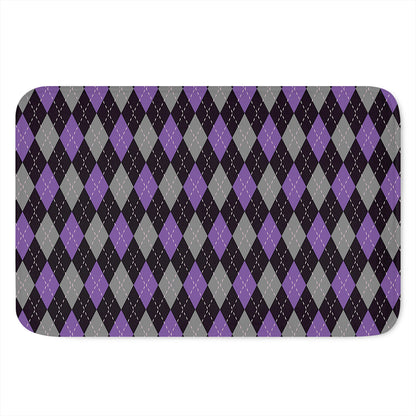 Black Grey And Purple Argyle Print Indoor Door Mat