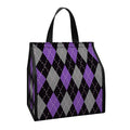 Black Grey And Purple Argyle Print Insulated Lunch Tote