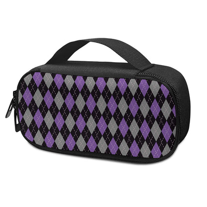 Black Grey And Purple Argyle Print Insulin Cooler Travel Case