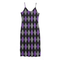 Black Grey And Purple Argyle Print Jersey Midi Cami Dress