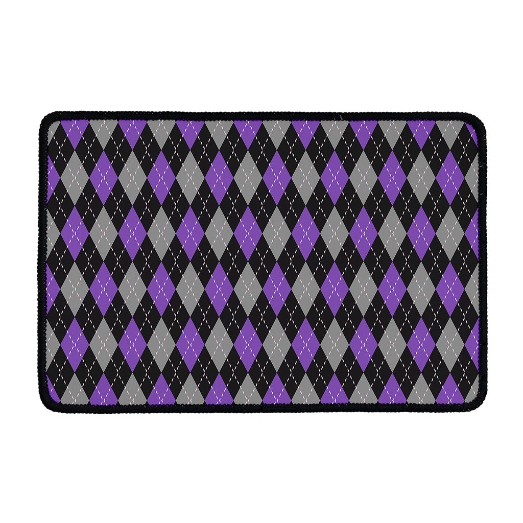 Black Grey And Purple Argyle Print Kitchen Mat