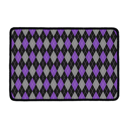 Black Grey And Purple Argyle Print Kitchen Mat