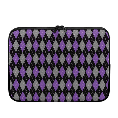 Black Grey And Purple Argyle Print Laptop Sleeve